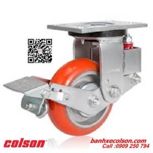 Bánh xe đẩy pu giảm xóc Colson Caster có khóa banhxecolson.com