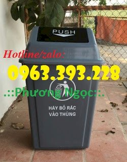 Thùng rác nhựa HDPE 60L, thùng rác nắp bập bênh, thùng rác nắp lật Nyabz1526483909