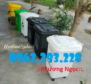 Thùng rác 60 Lít có 4 bánh xe, thùng rác nhựa HDPE, thùng rác 60L nắp kín B36686fad420367e6f31