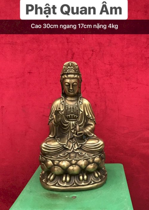 Tượng Phật Quan Âm - Phật Tổ bằng đồng cao 30cm, ngang 17cm - Đồ Đồng Ngọc Tùng (Ảnh 1)