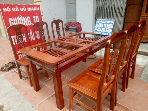 Bộ bàn ghế ăn gỗ xoan đào - Đồ gỗ Đỗ Mạnh (Ảnh 6)