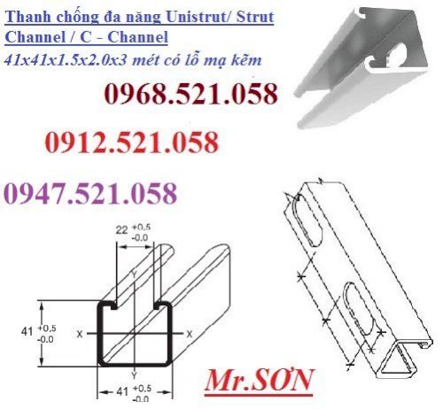 Thép U lỗ đa năng 21 x41x2 và 41x41x2,rẻ .Bu lông chống xoay,ty treo,nở đóng M6-M20,nối ren M6 - M30