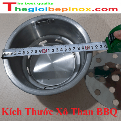 Kích thước xô than BBQ bếp lẩu nướng không khói Hàn Quốc