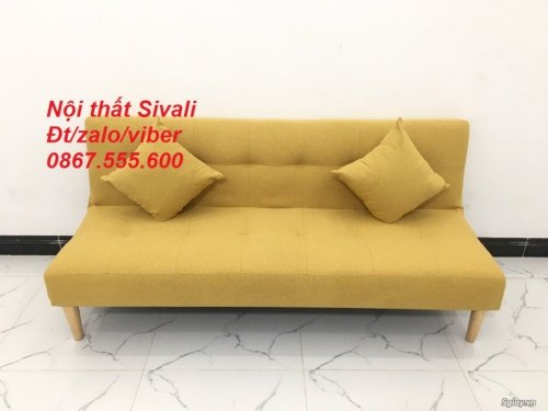 Sofa bed giá rẻ, sofa giường màu vàng tươi vải bố, Nội thất Sivali HCM - 4