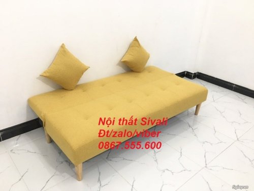 Sofa bed giá rẻ, sofa giường màu vàng tươi vải bố, Nội thất Sivali HCM - 6