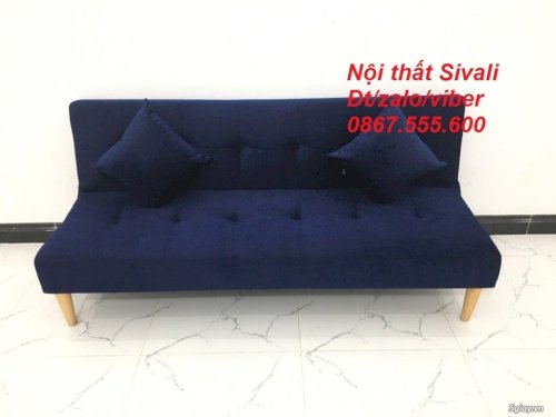 Ghế sofa giường nằm sofa bed giá rẻ màu xanh dương đậm Nội thất Sivali - 2