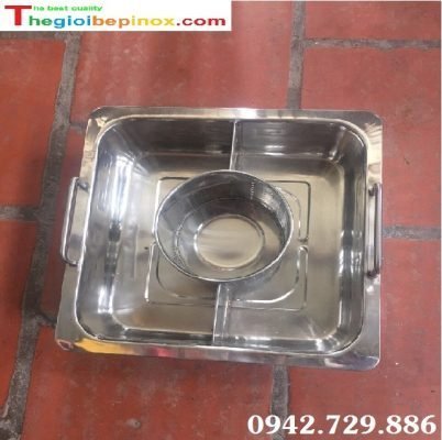 Nồi lẩu Inox 2 ngăn có khay ở giữa cho nhà hàng giá rẻ nhất thị trường