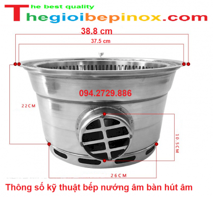 Thông số kỹ thuật bếp nướng âm bàn hút âm hàng nhập khẩu