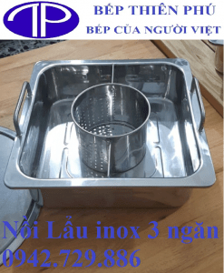 Nồi lẩu inox 3 ngăn nhà hàng giá rẻ