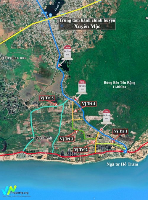 bản đồ vị trí đất Hồ Tràm mặt tiền đường nhánh ODA