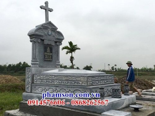 Mộ công giáo đạo thiên chúa bằng đá đẹp kích thước phong thủy