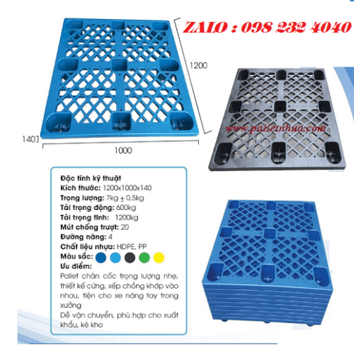 Pallet nhựa 1200x1000x140mm