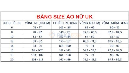 Bảng size quần áo US, UK - bí kíp chọn quần áo US, UK chuẩn 