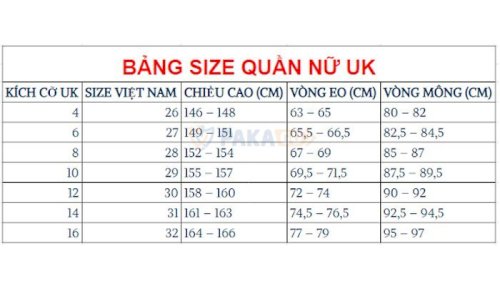 Bảng size quần áo US, UK - bí kíp chọn quần áo US, UK chuẩn