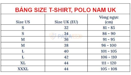 Bảng size quần áo US, UK - bí kíp chọn quần áo US, UK chuẩn 