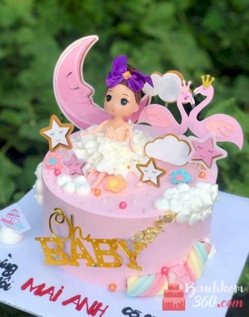 Bánh kem màu hồng cho bé gái tuổi dê - Bánh Thiên Thần : Chuyên nhận đặt bánh  sinh nhật theo mẫu
